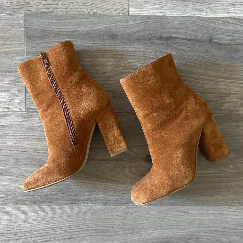Karen Millen Suede/Leather Heeled Ankle Boot in Camel - Size U.S. 5/EU 36